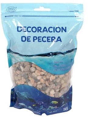 SMELL & SMILE Gravier d'aquarium pierre naturelle décorative pour aquariums d'eau douce et marine Substrat naturel pour décoration de fond 1 kg Marron/noir, 6-9 mm