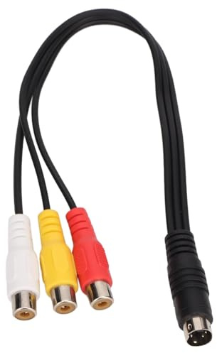 CYSFETENA DIN 4PIN auf 3 RCA Kabel 1,5m, S Video Kabel Adapter, 4 Pin S Video Stecker auf 3 RCA Cinch Kabel, DIN Cinch Adapter für DVD TV HDTV VCR Projektor
