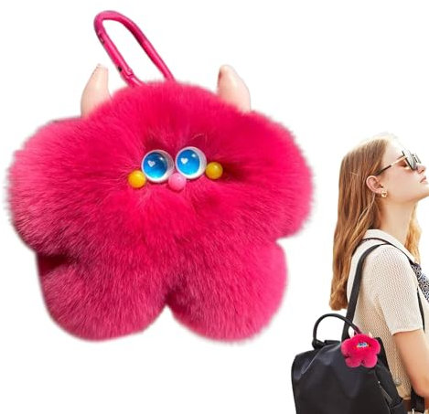 Kalbschlüsselkette, Plüschkalb -Schlüsselringe,Netter Rex Rabbit Furry Plüschanhänger - Fashion Creative Rucksack Dekoration Accessoires für Handtasche Geldbörse Brieftasche