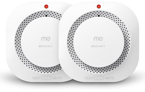 MEEHHEY Smoke Alarms for Home, Smoke Alarm with 10 Years Life, Optical Fire Alarms for Home with LED Indicator and 80dB Audible, Smoke Detector Supplied with Fixing Kit Fully Certified