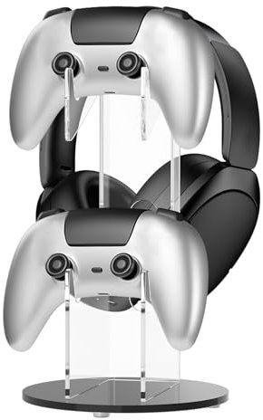 VAVPUP Supporto universale per controller di gioco e cuffie, supporto per controller da gioco in acrilico con base antiscivolo per PS5/Xbox Series X/S/Steam Deck, accessori per sala giochi (nero)