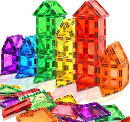 Xekel Magnetic Tiles 40 PCS, Magnetic Building Blocks 3D STEM Travel Sets, Preschool Learning Frozen Toys for 3+ Year Old Boys and Girls, Ideal for Christmas Birthday Gifts
