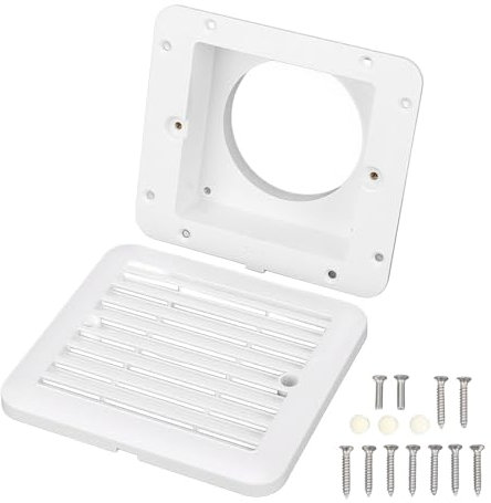 Ldafava Grille d'Aération Métal Ajustable, Ventilation Camping-Car & Caravane, Acier Galvanisé Anti-Poussière Étanche, Diffuseur de Chaleur Résistant à 200°C, sans Bruit, Blanc, Dimensions 14x13cm