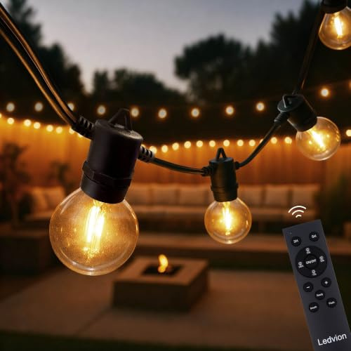 Ledvion LED Lichterkette Außen 42M IP54 22.5W 2200K Warm Weiß dimmbar | Für Einfahrt Gartenweg Terrasse oder Fassade geeignet und klar auf den Außeneinsatz ausgerichtet
