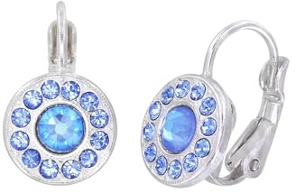 Konplott: Ohrringe Spell on You shinny silver, kleine moderne Entourage-Ohrringe mit Kristallsteinen in hochglänzend, für Damen/Frauen (hellblau)