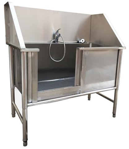 JYBNBBE Lavabo pour Chien, Baignoire de toilettage en Acier Inoxydable - Grande Station de Bain pour Animaux avec Porte coulissante, idéale pour Un Usage Domestique, lavabo et do,120cm/47in
