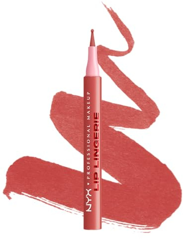 NYX Professional Makeup Lip Lingerie Lipliner Stain, wasserfester & wischfester Lip Liner für präzise Konturen, langanhaltender Nude-Stain mit ultra-feiner Spitze, Farbe: Send Nudes