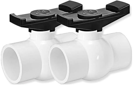 MoSundi 2 Stück 2,5 cm weiße PVC-Kugelhähne 150 PSI einfache Abschaltung für Schwimmbad, Kanalisation und Bewässerungsrohre