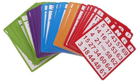 Abaodam 100 Stück Fünffarbige Papier Bingokarten Wiederverwendbar 5 Farben Je 20 Karten Partyspiel Zubehör für Erwachsene Fördert Soziale Interaktion bei Familien und Schulspielen