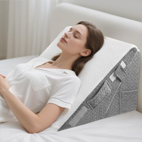 Cuscino Antireflusso Adulto da Lettura, Cuscino a Cuneo per Letto, Cuscino Antireflusso Adulti con Supporto per la Schiena, Ergonomico Cuscino Triangolare per il Supporto di Schiena