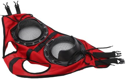 RASTKY Schutzbrille aus Netz, Schutzbrille, Rot, Atmungsaktiv, Winddicht, Sanddicht, Augenabdeckung mit Abnehmbarer Halber Abdeckung, Ausrüstungsbrille
