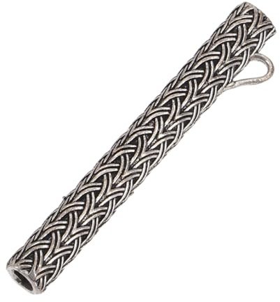 GURU SHOP Ziehrröhrchen Kettenanhänger, Boho Meander Tube Kettenanhänger - Silber, 6x0 cm