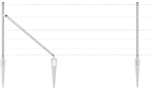 Foknhdi Stahl Zaunpfosten Set 25 m x 0,8 m Galvanisiert Modernes Design Robuste Gartenbegrenzung Drahtzaun Gitterzaun für Garten Terrasse Rasen