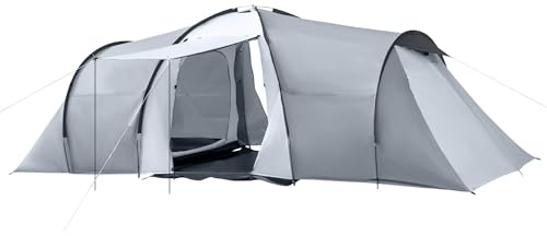 Outsunny Tente de Camping Familiale Dôme, 4-6 Personnes, Multicolore | 2 Chambres, 1 Séjour, Auvent Imperméable 2000 mm, Protection Anti-UV, Sac de Transport