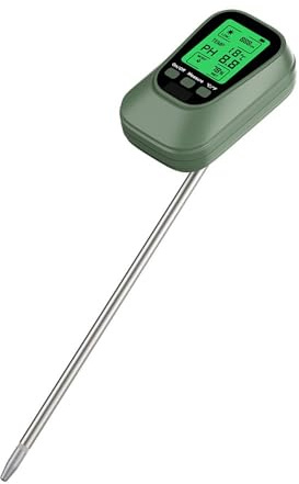 JoyousMall Medidor profesional de temperatura de humedad y pH con pantalla LED, herramienta de análisis de suelo de sonda larga para invernadero de jardín, granja