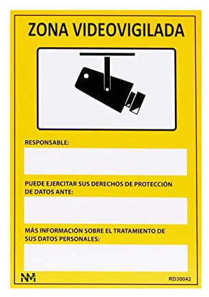 Normaluz NM RD36642 - Señal Adhesiva Zona Videovigilada Adhesivo de Vinilo 10 x 15 cm, Amarillo