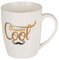 Kaffeebecher Daddy Cool, Motiv schwarzer Schnauzbart, Dandy-Stil, gold-schwarz auf weiß; Maße: Ø 8,5 cm (ohne Henkel); H: 10,5 cm; Vol.: ca. 300 ml. Perfekt für den Vater als Vatertagsgeschenk.