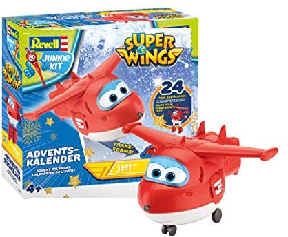 Revell Junior Kit 01024 Super Wings Adventskalender Jett Bauen-Schrauben-Spielen, 24 Tage cooler Bastelspaß, ab 4 Jahre, 20 cm