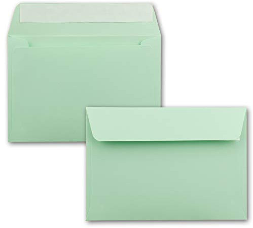 500x Briefumschläge Mint-Grün DIN C6 Format 11,4 x 16,2 cm - Haftklebung - Kuverts ohne Fenster - Weihnachten, Grußkarten & Einladungen - Für A6 & A4 Papier