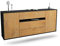 Dekati Sideboard McKinney hängend (180x77x35cm) Korpus anthrazit matt - Front Holz-Design Eiche - Push to Open - Leichtlaufschienen