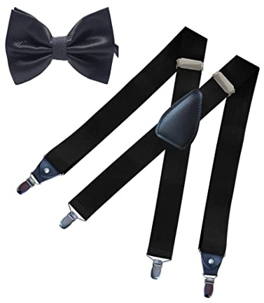WannGe PlayCool Mens Suspenders Adjustable Elastic - Heavy Duty 1.4 Inch Wide X Shape 4 Strong Clips Suspender Braces