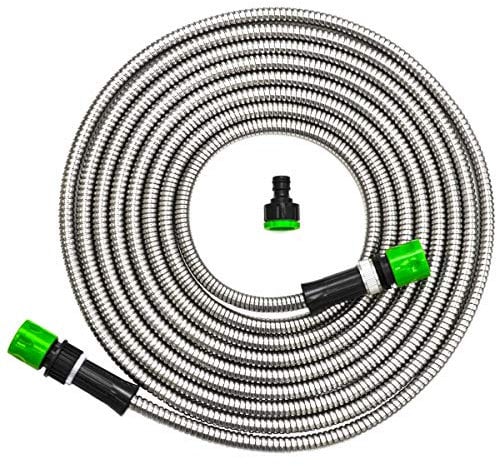 eyepower Edelstahl Gartenschlauch 7,5m - Metall Wasserschlauch Winterfest Knickfrei - Flexibler Schlauch mit Anschluss - Flexi Schlauch für Garten, Camping, Wohnmobil - Metallschlauch Flexibel