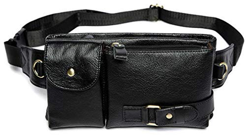 Leder Gürteltasche für Herren Frauen Reisen Jagd Wandern Klettern Mehrzweck Hip Bum Gürtel Schlank Handy Geldbörse Brieftasche Schwarz