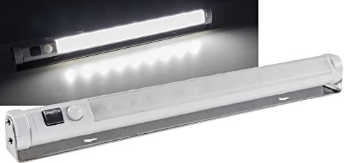 ChiliTec LED Batterie Schrankleuchte mit Bewegungsmelder 4 Stück 80 Lumen 3x AA Mignon Montagebügel Weiß