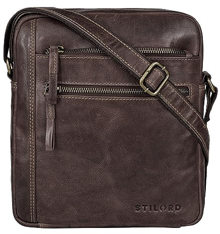 STILORD 'Garcia' Kleine Umhängetasche Echtleder Braun Vintage Messenger Bag Ledertasche für 9,7 Zoll iPad und 10,1 Zoll Tablet moderne Schultertasche aus Leder, Farbe:novello - braun