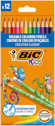 BIC Kids Evolution Illusion radierbare Buntstifte, 12 Stück