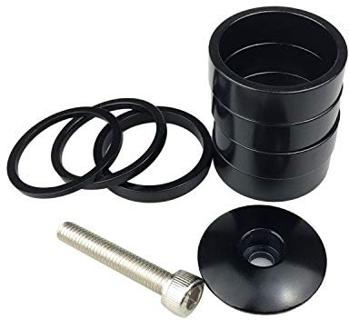 PLATT Fahrrad Ahead Vorbau Spacer 1/8 Aluminium MTB Rennrad Distanzscheiben Headset Spacer mit Ahead-Kappe 2/3/5 /10mm(8 Stücke)