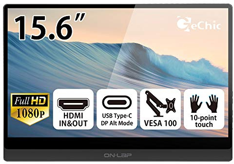 Gehich Touch with High Precision 15.6 inch FHD 1080p Portable Monitor with USB Type-C Input, HDMI Input/Output, DC-in Port,