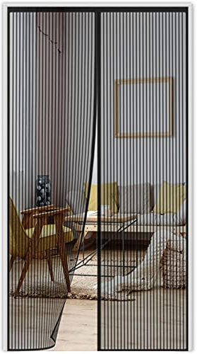 Zanzariera Magnetica Per Porte 135x265cm (53.14x104.33in) Tenda Magnetica Si Impedisce Agli Insetti Zanzariera Chiusura Automatica, Facile da Installare-Nera