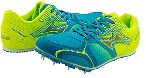 HHEALTH Track Spike Shoes Running Sprint Shoe Track Field Sneaker, Blue&green, 5.5 Women/4 Men