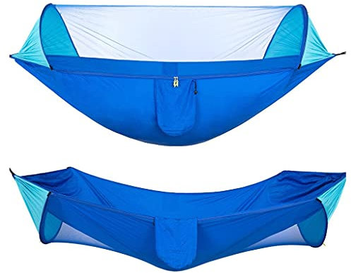 Liudan Hamac Hamac de Camping avec moustiquaire Pop-up Pop-up Lightwewewewewewewewewead Belgock pour Sac à Dos extérieur Randonnée sur la Cour Hamac de Jardin (Color : Blue)