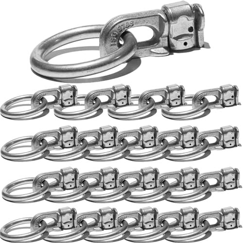 Safetytex Doppel Endfitting mit Ring - Endbeschlag Stahl/ALU - Fitting Zurröse 2500kg Bruchlast - Double Stud Zurrschiene - Airlineschienen Zubehör (20 Stück)
