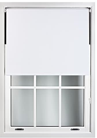 FURNISHED Roller Blinds Window Blackout, White, 55cm Wide x 165cm Long | Thermal 100% blackout trimmable insulated UV protection child safe easy fit home office window blinds
