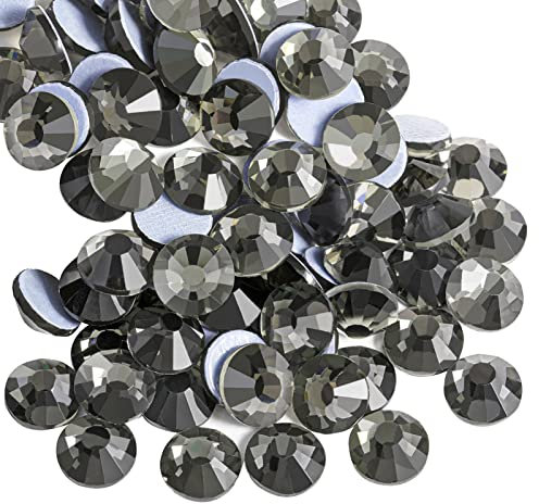 Beadsland 1440 Stück Hotfix Strasssteine, Hitzefix Strasssteine zum Basteln, Hotfix Kristallrunde Edelsteine, Anthrazit (SS20/4.6-4.8mm)