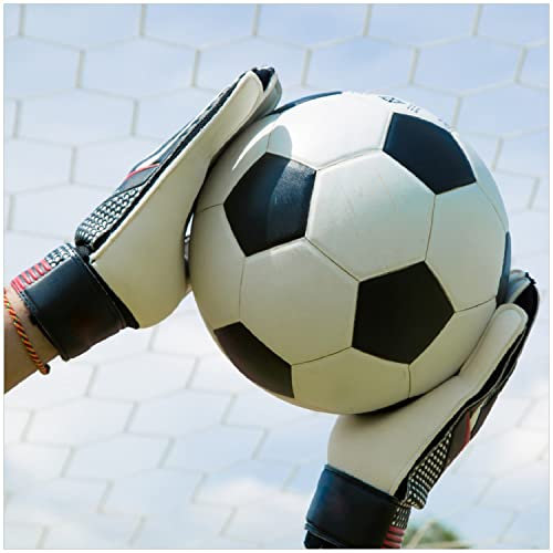 Wallario Memoboard aus Glas mit Motiv, Magnet-Tafel in 50 x 50 cm in Premium Qualität Fußball - Torwart im Tor vor blauem Himmel