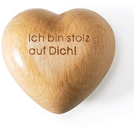 Ich Bin stolz auf Dich! Herz Handschmeichler Holz Geschenkideen und Glücksbringer für Schulabschlus Prüfung Bestanden Holzfiguren Deko Weihnachten Geschenke für Familie und Freunde Mutmacher Geschenk