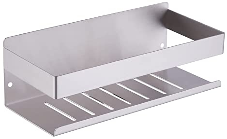 KigKog® Duschablage ohne Bohren Gebürstetes Nickel, Duschregal Wandmontage Edelstahl SUS304 Rostfreier Duschkorb Badregal ohne Bohren, 23cm Selbstklebend Badezimmerregal, K07-23-BN