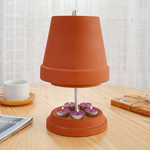 MEGIUM Tea Light Candle Heater | Terracotta Candle Heater for Indoor | Tealight Candle Room Heater | Double-Walled Tea Light Oven Candle Holder for up to 6 Tea Lights