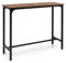 COSTWAY Rectangular Bar Table, 120cm Counter Breakfast Dining High Tables with Footrest and Adjustable Footpads, Metal Frame Pub Coffee Desk for Small Space Kitchen Living Room (Rustic Brown)