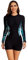 Beachkini Damen Einteiliger Reißverschluss Badeanzug mit Langen Ärmeln für Bademode Bedruckt Farbblock Schwimmanzug Surfen Tauchen Rashguard,86 Schwarze Blume,S