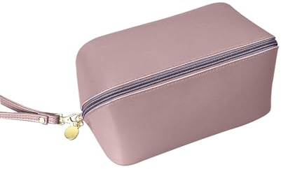 CORIOS Kosmetiktasche Wasserdicht Kulturtasche Leder Schminktasche Multifunktions Kulturbeutel Tragbare Make-up-Tasche für Damenkosmetik Accessoires und Toilettenartikel Rosa A(M)