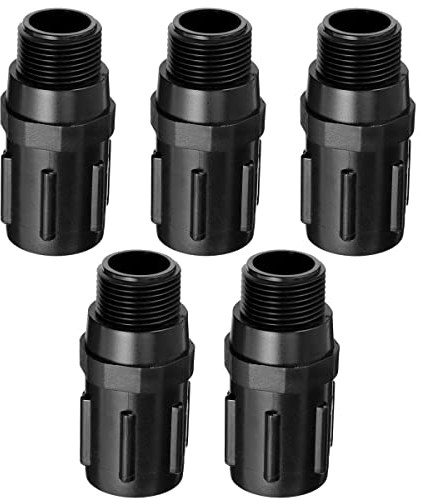 [Pack 5] Regulador de Presión de Riego por Goteo de Plástico de 3/4, Reductor de Presión de Rosca. Regulador de presión de manguera de jardín para sistema de riego. Accesorios riego por goteo