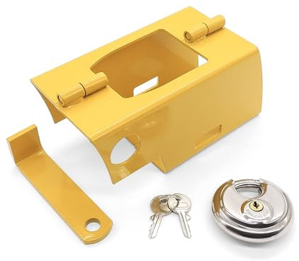 HISports Anhängerschloss Deichselabdeckung,Kastenschloss mit 2 Schlüsseln Anhängerschloss Deichselabdeckung für Gängige Kupplungen,Verzinktes und Pulverbeschichtetes Deichselschloss 20 * 9 * 9 cm