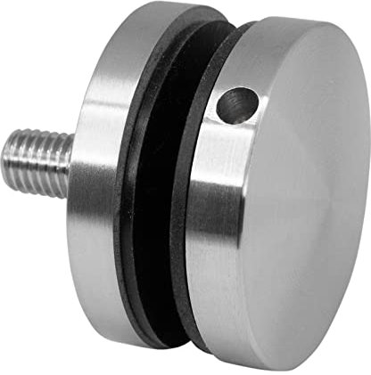 PRIOstahl Supporto per punti di vetro x 1 supporto con vite M10 + inserti in gomma per vetro da 8 mm a 17,52 mm, attacco piatto per vetri in plexiglass balcone ringhiera in acciaio inox V2A