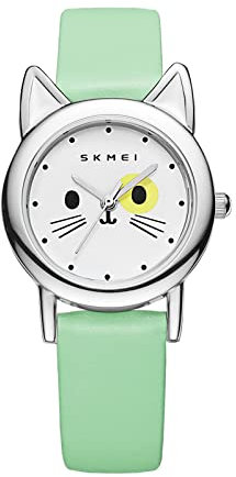 SKMEI Wasserdichte Armbanduhr für Damen und Mädchen, Kleid, Lässig, Analog, Quarz-Uhren, Grün, 1.44*1.1*0.33 Inches