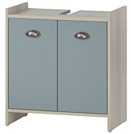 Schildmeyer Waschbeckenunterschrank Lindholm 154365, Sandeiche Dekor/Taubenblau, 56,9 x 33 x 62,4 cm